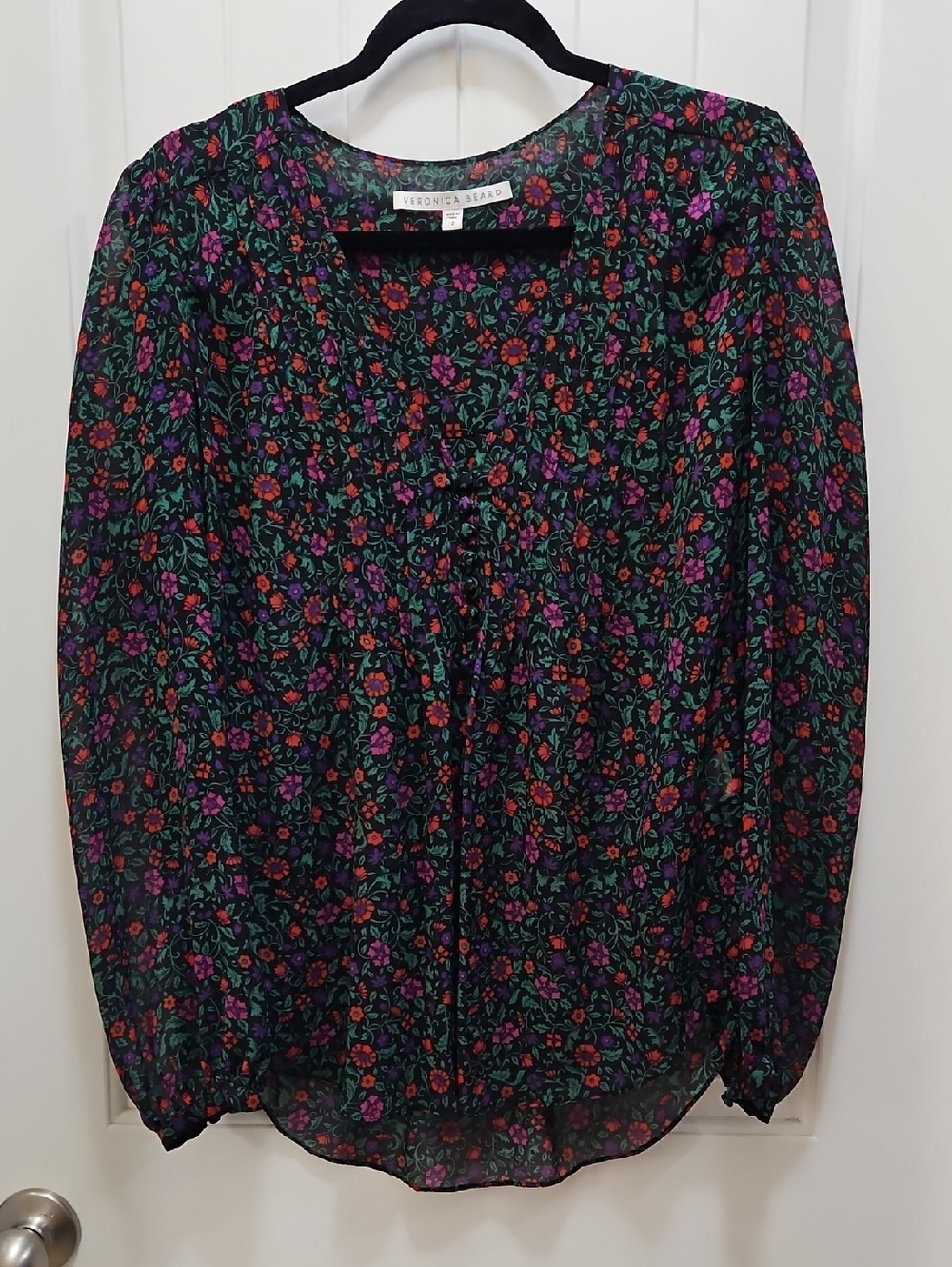 Veronica Beard Dark Lowell Floral Blouse Sz 12